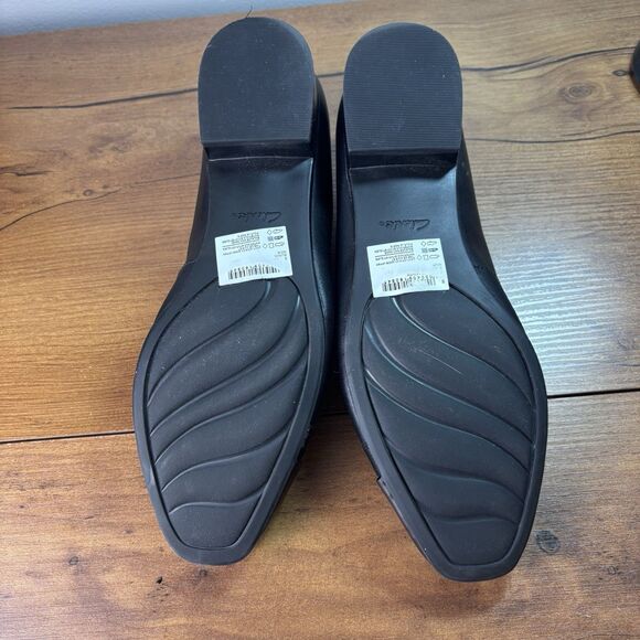 Clarks Womens Juliet Monte Ballet Flat Size 9 M Black Leather Cap Toe Shoe - Picture 10 of 11